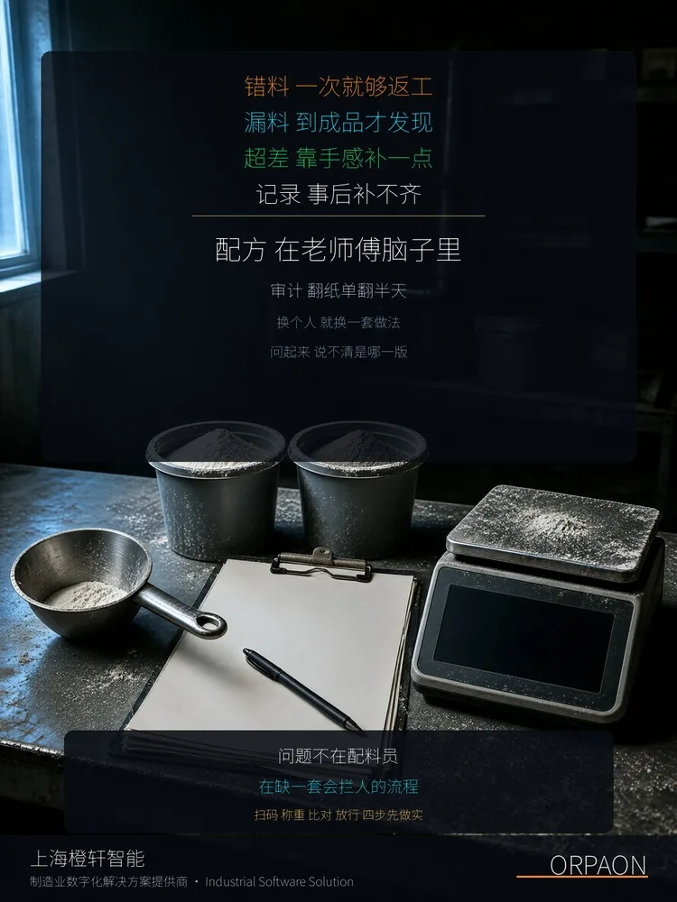 称重配料防错系统_条码领退料核对与配方权限示意